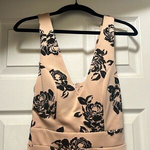 Pale pink black flower dress
